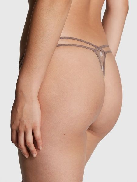 Трусики-стринги женские PINK Victoria's Secret Dot Mesh Thong Panty коричневые lhq-6vg-zyc фото