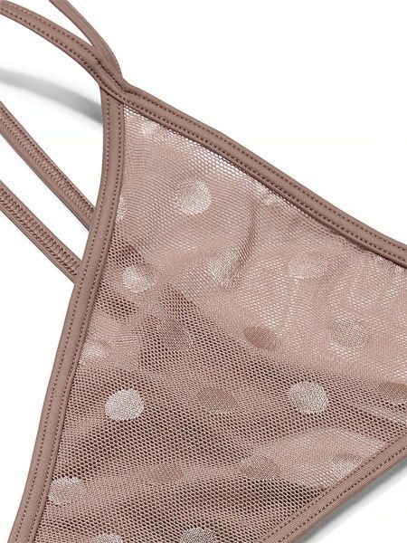 Трусики-стринги женские PINK Victoria's Secret Dot Mesh Thong Panty коричневые lhq-6vg-zyc фото