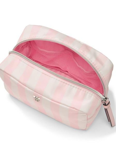 Косметичка міні рожева у смужку Victoria's Secret Shine Logo Travel Makeup Bag 26979299 фото
