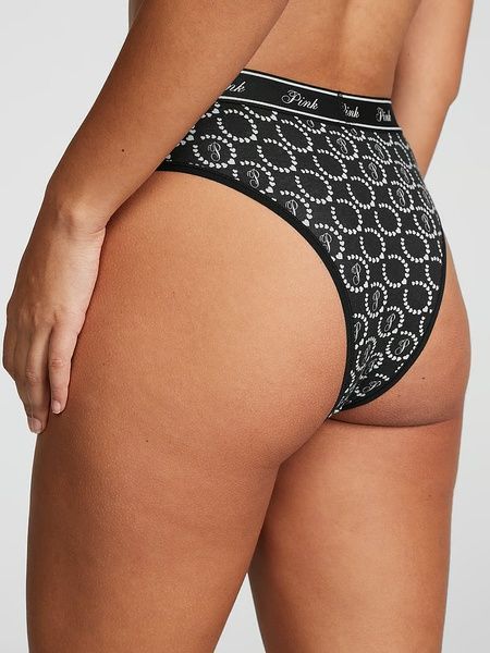 Трусики-бразилиана женские PINK Victoria's Secret Logo Cotton Brazilian Panty черные 0i0-91a-hy6 фото