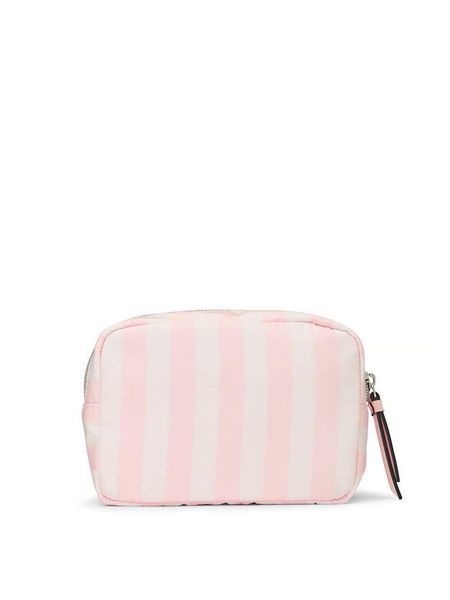 Косметичка міні рожева у смужку Victoria's Secret Shine Logo Travel Makeup Bag 26979299 фото