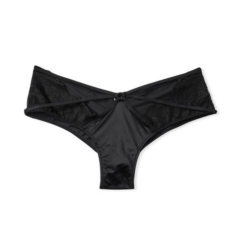 Трусики-чики женские люксовые Victoria's Secret Strappy Lace Cheeky Panty черные ail-897-d68 фото