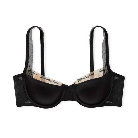 Бюстгальтер Victoria's Secret Smooth Logo Embroidery Lightly Lined Balconette Bra черный 9hu-sl1-a5w фото