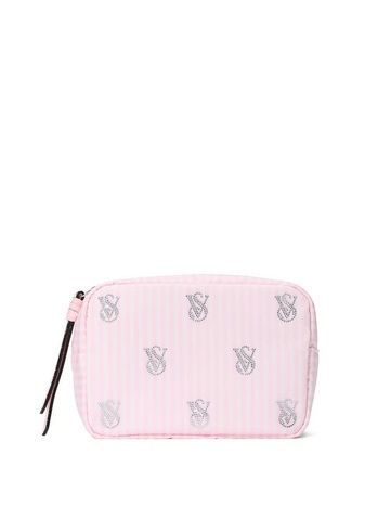 Косметичка мини розовая со стразами Victoria's Secret Shine Logo Travel Makeup Bag 27160248 фото