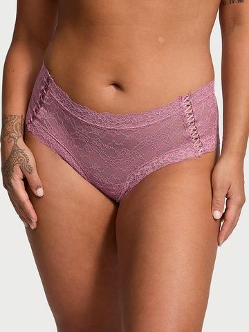 Трусики-чики женские кружевные Victoria's Secret Lace-Up Cheeky Panty розовые rbc-1zv-ti9 фото