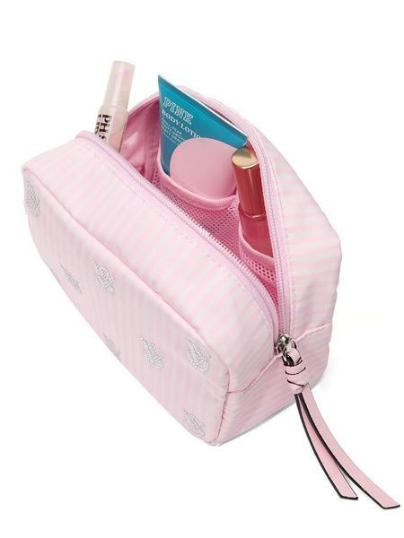 Косметичка міні рожева зі стразами Victoria's Secret Shine Logo Travel Makeup Bag 27160248 фото