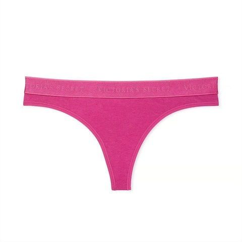 Трусики-стринги женские хлопковые Victoria's Secret Logo Cotton Thong Panty розовые ab0-qsa-obd фото