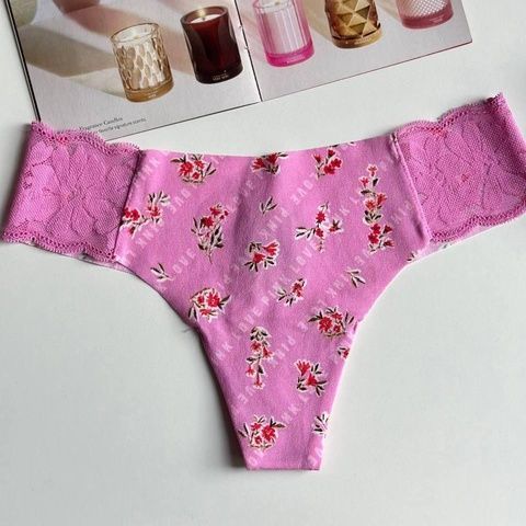 Трусики-стринги женские бесшовные PINK Victoria's Secret No-Show Thong Panty розовые y4w-cdf-ery фото