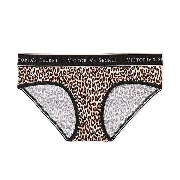 Трусики-хипстер женские Victoria's Secret Logo Cotton Lace-Waist Hiphugger Panty леопардовые aga-7bn-u7z фото