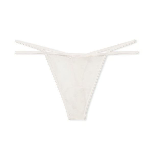 Трусики-стринги женские PINK Victoria's Secret Dot Mesh Thong Panty белые qyv-28y-jf7 фото