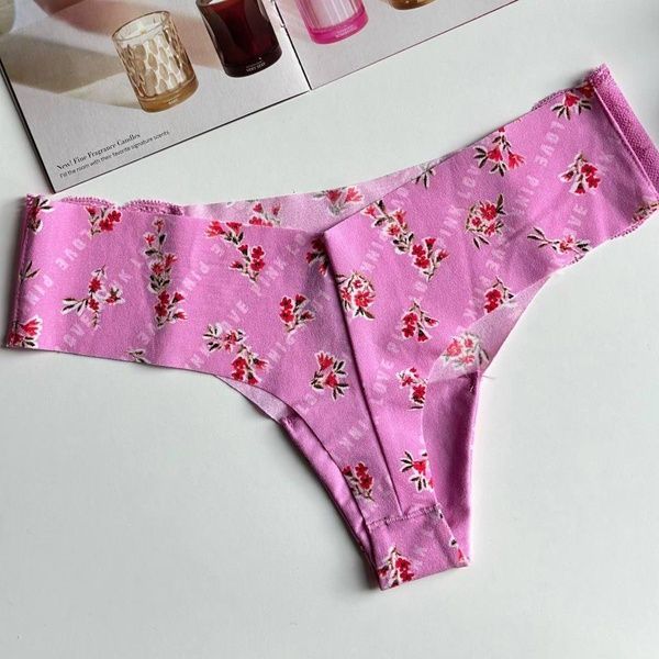 Трусики-стрінги жіночі безшовні PINK Victoria's Secret No-Show Thong Panty рожеві y4w-cdf-ery фото