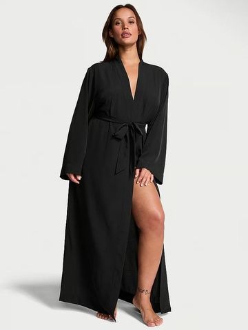 Халат черный Victoria's Secret Luxe Crepe Long Robe XS/S cdk-t30-pof фото