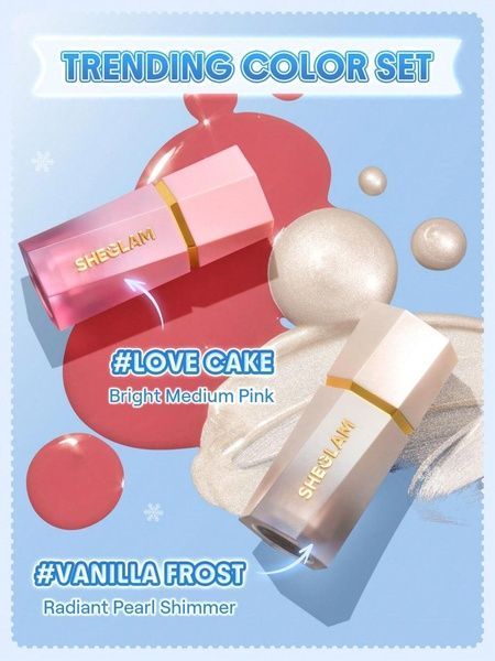 Подарунковий набір рідкі рум'яна+хайлайтер Sheglam Festive Glow Gift Set-Love Cake & Vanilla Frost 82a-86i фото