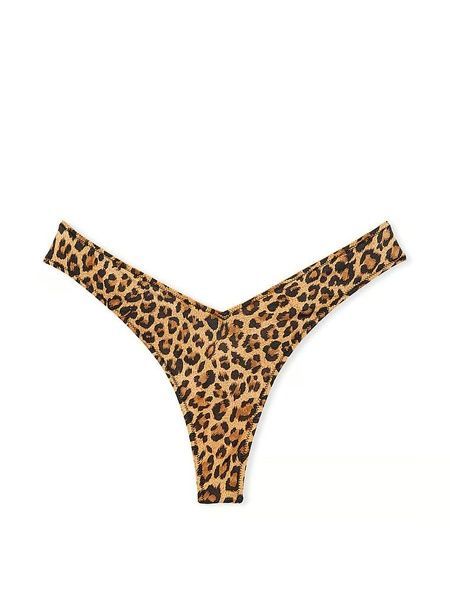 Трусики-стринги женские люксовые Victoria's Secret Strappy Back High-Leg Thong Panty леопардовые cvc-vx4-1jb фото
