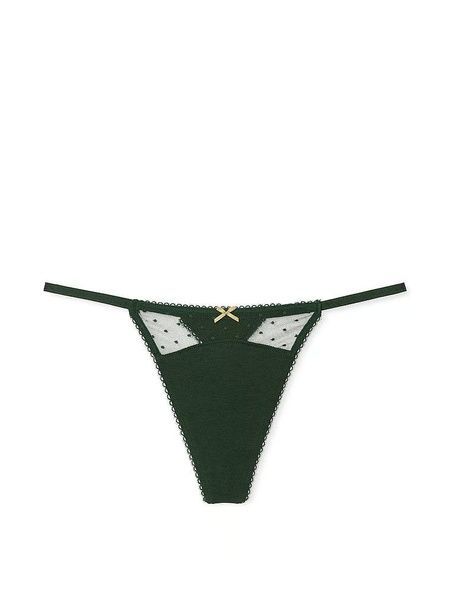 Трусики-стринги женские люксовые Victoria's Secret Stretch Cotton V-String зеленые wjo-ioq-bvj фото