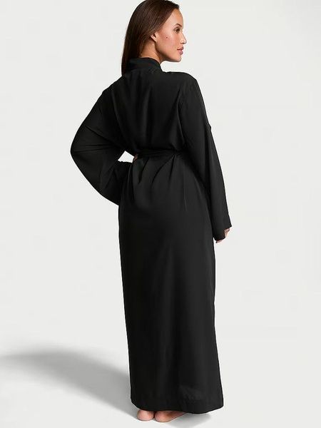 Халат чорний Victoria's Secret Luxe Crepe Long Robe XS/S cdk-t30-pof фото