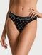 Трусики-стрінги жіночі бавовняні з логотипом Victoria's Secret Logo Cotton Thong Panty чорні ekb-um3-xvv фото 1