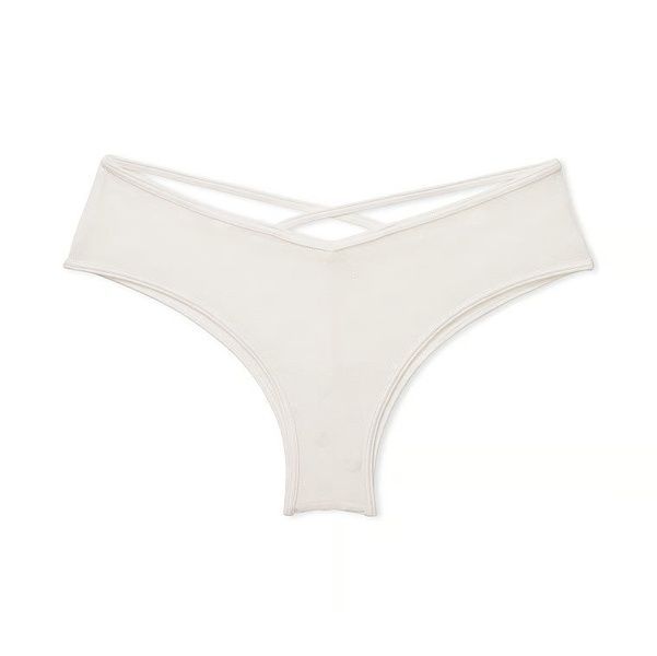 Трусики-чіки жіночі мереживні PINK Victoria's Secret Dot Mesh Cheeky Panty білі bf2-jqm-92n фото