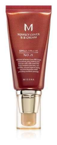 Тональный BB крем Missha M Perfect Cover BB cream SPF42/PA+++ , 50 мл № 21 - Светлый Бежевый 214-4ai фото