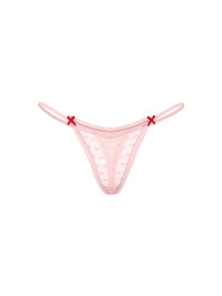 Трусики-стринги женские кружевные Victoria's Secret Heart Lace String Thong Panty пудровые 24a-bv9-l4i фото