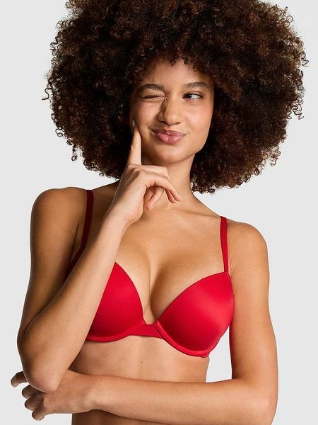 Бюстгальтер с двойным пуш-ап PINK Victoria's Secret Wear Everywhere Super Push-Up Bra красный r9z-ogq-aox фото