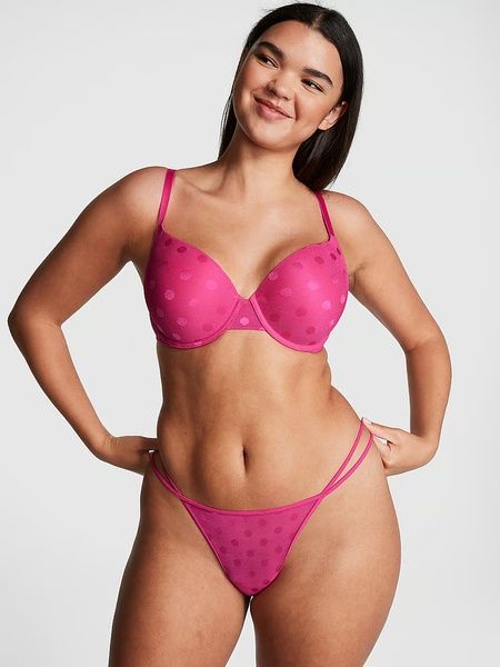 Трусики-стрінги жіночі PINK Victoria's Secret Dot Mesh Thong Panty рожеві 3ge-fbz-1uj фото