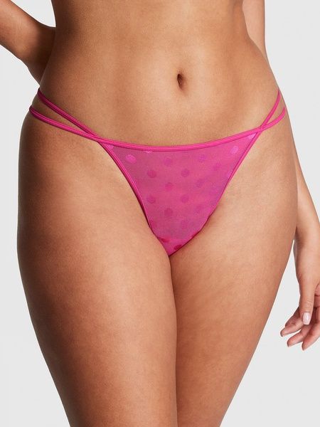 Трусики-стрінги жіночі PINK Victoria's Secret Dot Mesh Thong Panty рожеві 3ge-fbz-1uj фото