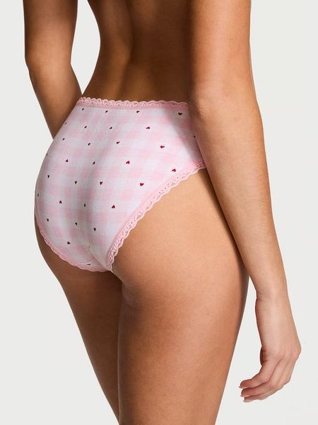 Трусики-бікіні жіночі бавовняні Victoria's Secret Lace-Waist Bikini Panty рожеві hff-srh-6o0 фото