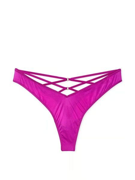 Трусики-стринги женские люксовые Victoria's Secret Strappy Back High-Leg Thong Panty фуксия goo-jdn-6jh фото