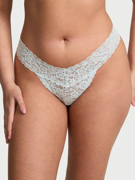 Трусики-стринги женские кружевные Victoria's Secret Lace Strappy-Back Thong Panty голубые ak7-0hd-g1c фото