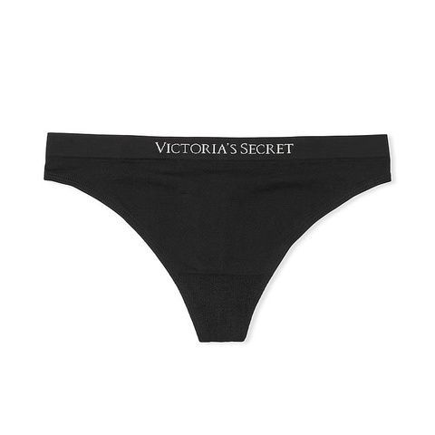 Трусики-стринги женские с микрофибры Victoria's Secret Seamless Thong Panty черные ium-oqu-w4c фото
