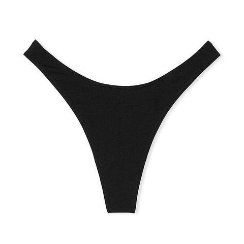 Трусики-стринги женские хлопковые Victoria's Secret Stretch Cotton High-Leg Scoop Thong Panty черные x21-6m2-1wg фото