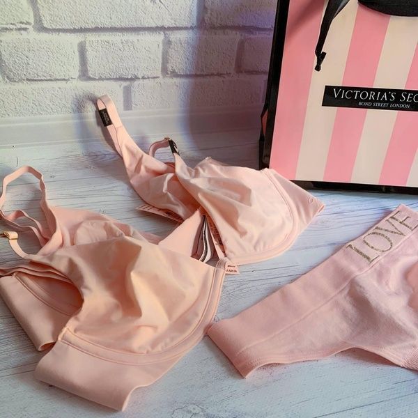 Комплект білизни Love Victoria's Secret пудровий 32D(70D) + S 4c3-380 фото