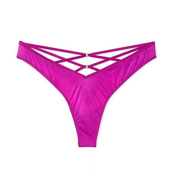 Трусики-стринги женские люксовые Victoria's Secret Strappy Back High-Leg Thong Panty фуксия goo-jdn-6jh фото