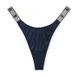 Стринги люксовые со стразами синие Victoria's Secret Smooth Shine Strap Thong Panty 89r-f3k-rju фото 1