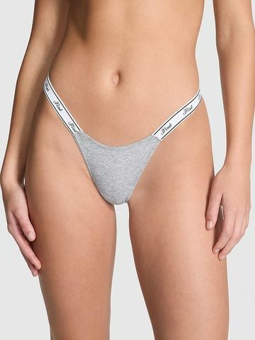Трусики-стринги женские хлопковые PINK Victoria's Secret Logo Cotton Shine Micro Thong красные qlo-900-fmk фото