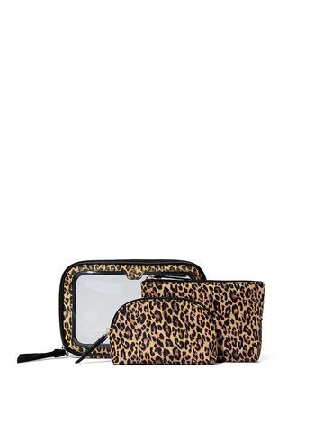 Косметичка 3 в 1 леопардовая Victoria's Secret 3-Piece Makeup Bag 27107847 фото