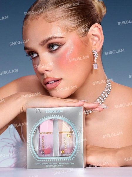 Подарочный набор жидкие румяна+хайлайтер Sheglam Festive Glow Gift Set-Rose Ritual & Glass Heart 504-9b1 фото
