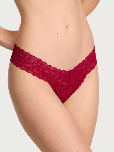 Трусики-стринги женские кружевные Victoria's Secret Lacie Rose Valentine Thong Panty красные ivq-6zc-5ri фото