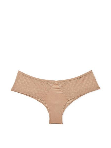 Трусики-чики женские люксовые Victoria's Secret Icon Lace Cheeky Panty бежевые bwd-vqu-fgp фото