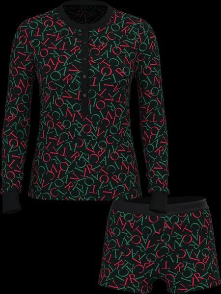 Термо-пижама черная с принтом (кофта+шорты) Victoria's Secret Thermal Short Pajama Set 5yv-c8f-dl2 фото