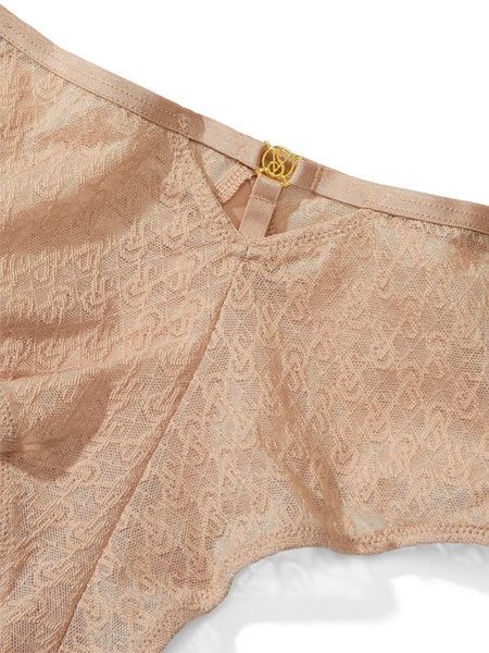 Трусики-чики женские люксовые Victoria's Secret Icon Lace Cheeky Panty бежевые bwd-vqu-fgp фото