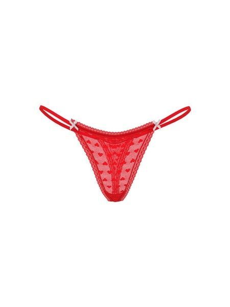 Трусики-стринги женские кружевные Victoria's Secret Heart Lace String Thong Panty красные h8f-zkw-n3u фото