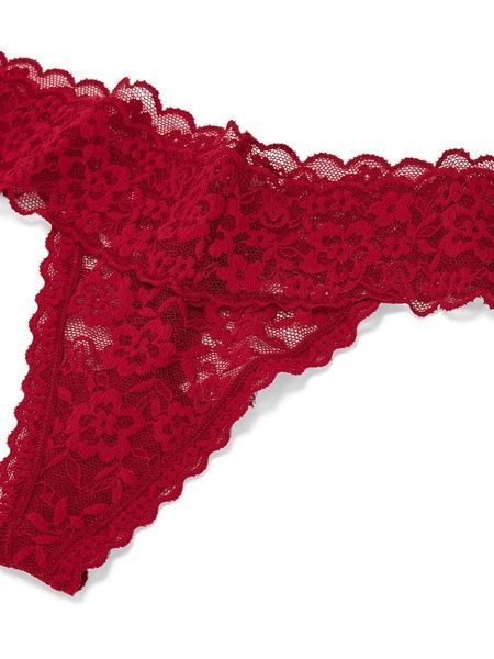 Трусики-стринги женские кружевные Victoria's Secret Lacie Rose Valentine Thong Panty красные ivq-6zc-5ri фото