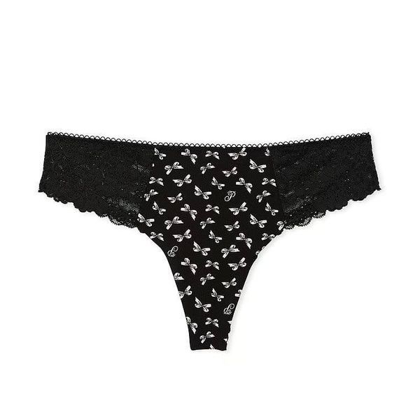 Трусики-стрінги жіночі безшовні PINK Victoria's Secret No-Show Thong Panty чорні cvz-vz2-zj4 фото