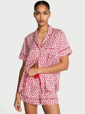 Пижама сатиновая белая (шорты+сорочка) Victoria's Secret Signature Satin Short Pajama Set kji-0xa-x1v фото
