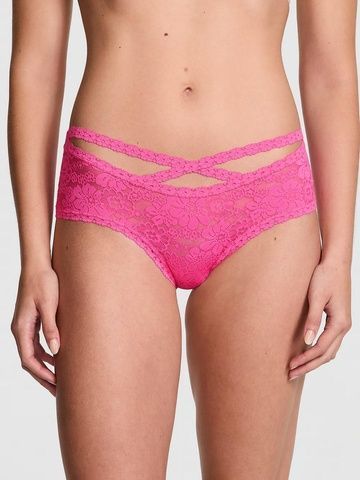 Трусики-чики женские кружевные PINK Victoria's Secret Wink Strappy Cheeky Panty розовые weh-37f-kj4 фото
