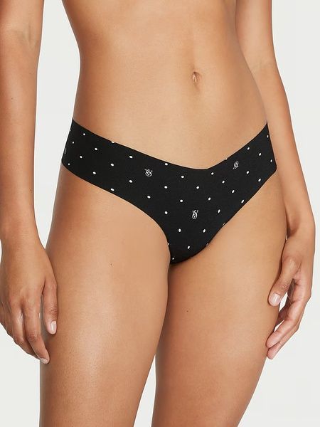 Трусики-стрінги жіночі безшовні Victoria's Secret No-Show Thong Panty чорні у горошок css-ngc-l5u фото