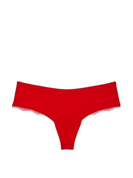 Трусики-стринги женские бесшовные Victoria's Secret No-Show Lace-Back Thong Panty красные 1di-l3n-w1s фото