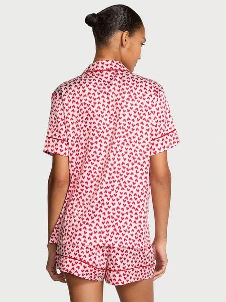 Пижама сатиновая белая (шорты+сорочка) Victoria's Secret Signature Satin Short Pajama Set kji-0xa-x1v фото